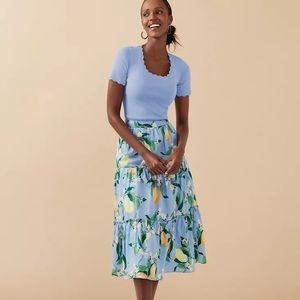 NWT Scalloped Blue Sweater Top